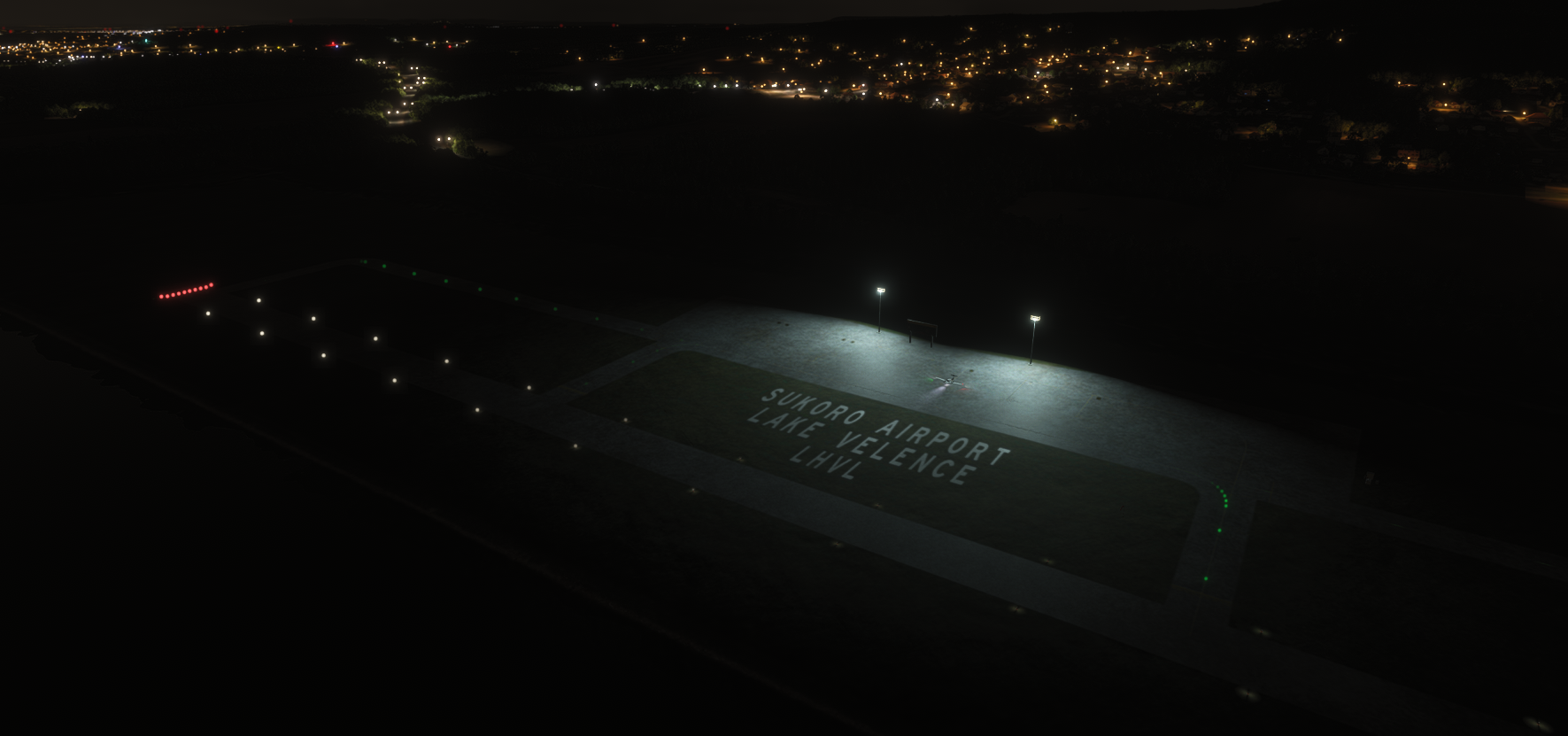User created airport with Runway and Night lighting installed.
